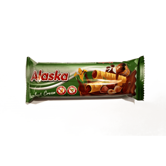Alaska Gluténmentes Mogyoró Ízű Krémmel Töltött Kukoricaostya 18g 
