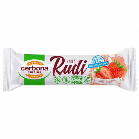 Cerbona Gluténmentes Vegán Rudi Zabbal Édesítőszerrel Epres 30g