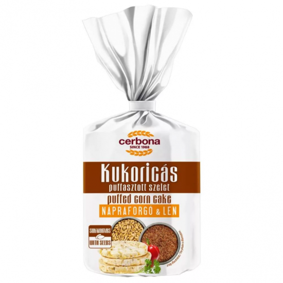 Cerbona Puffasztott Szelet Kukorica-Len-Napraforgó-Barna Rizs 90g