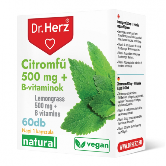 Dr. Herz Citromfű 500mg + B-Vitaminok Vegán Kapszula 60db