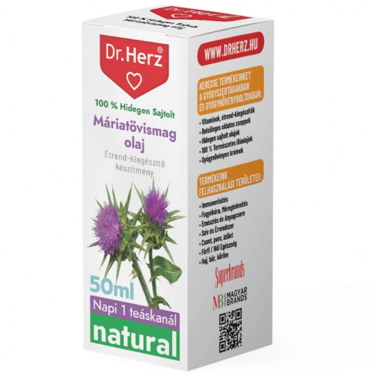 Dr.Herz 100% Hidegen Sajtolt Máriatövismag Olaj 50ml