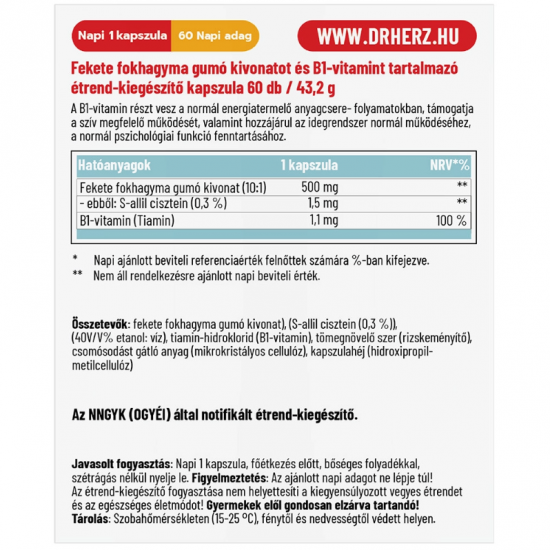 Dr.Herz Fekete Fokhagyma 500mg Kapszula 50db