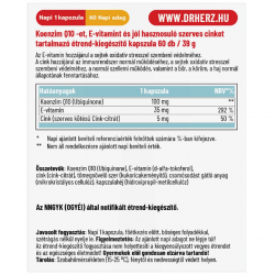 Dr.Herz Koenzim Q10 100mg + E-vitamin + Szerves Cink Kapszula 60db