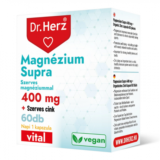 Dr.Herz Szerves Magnézium Supra 400mg + Szerves Cink Kapszula 60db