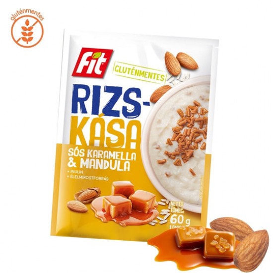 Fit Gluténmentes Rizskása Inulinnal Sós Karamella & Mandula 60g 