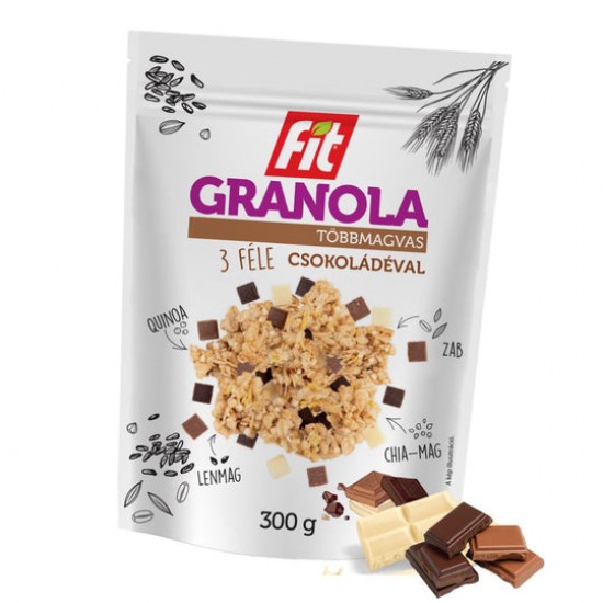 Fit Reggeli Granola Többmagvas 3 Féle Csokoládéval 70g