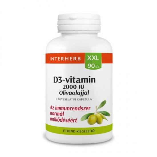 Interherb D3 Vitamin 2000 IU Olivaolajjal Lágyzselatin Kapszula 90db
