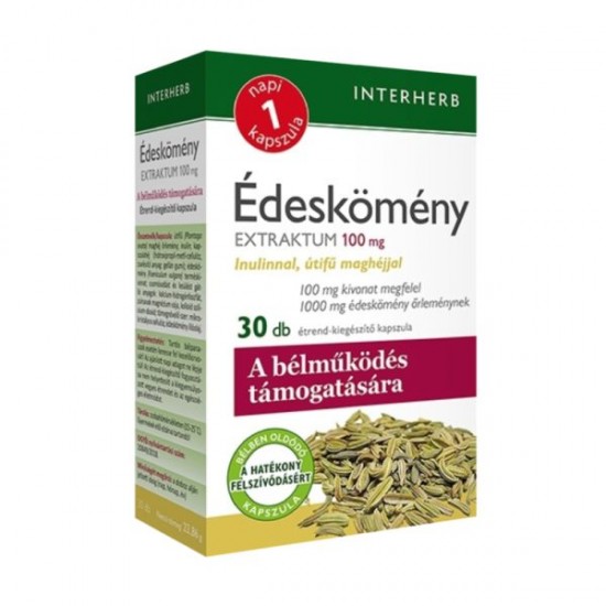 Interherb Édeskömény Extraktum Inulinnal, Útifű Maghéjjal 100mg 30db