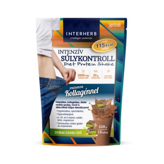 Interherb Intenzív Súlykontroll Diet Shake Kollagénnel Dubai Csoki Ízű 528g