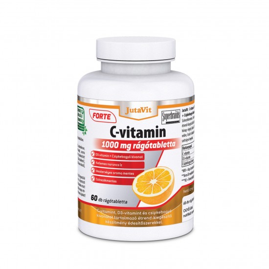 Jutavit C-vitamin 1000mg + D3 + Csipkebogyó kivonat Rágótabletta 60db