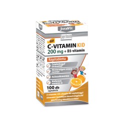 Jutavit C-vitamin Kid 200mg +D3 +Csipkebogyó Rágótabletta 100db