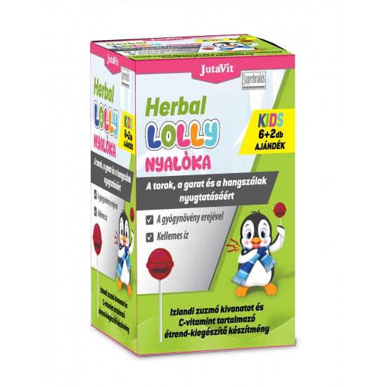 Jutavit Herbal Kids Lolly Nyalóka Izlandi Zuzmóval C-Vitaminnal 6 + 2 db