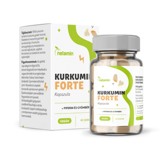 Netamin Kurkumin Forte Vegán Kapszula + Piperin, Gyömbér 60db