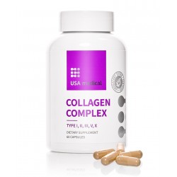 Usa Medical Collagen Complex 5 Féle Kollagént Tartalmazó Kapszula + Hyaluron 60db Usa Medical Collagen Complex 5 Féle Kollagént Tartalmazó Kapszula + Hyaluron 60db
