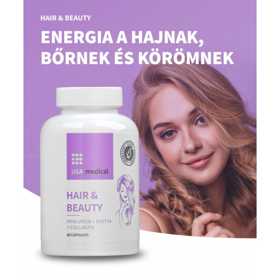 Usa Medical Hair & Beauty Hyaluron + Biotin + Kollagén Kapszula 60db