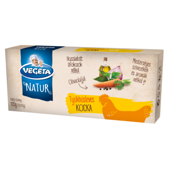 Vegeta Natur Tyúkhúsleves Kocka Ízfokozó -Mesterséges aroma-színezék mentes (12x10g) 120g