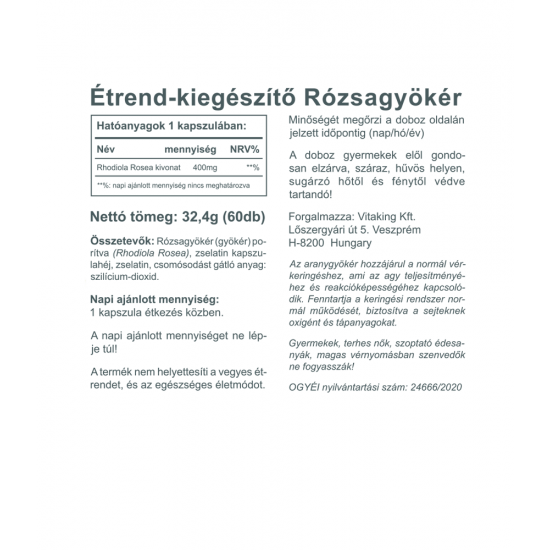 Vitaking Rhodiola Rosea ( Rózsagyökér ) 400mg Kapszula 60db