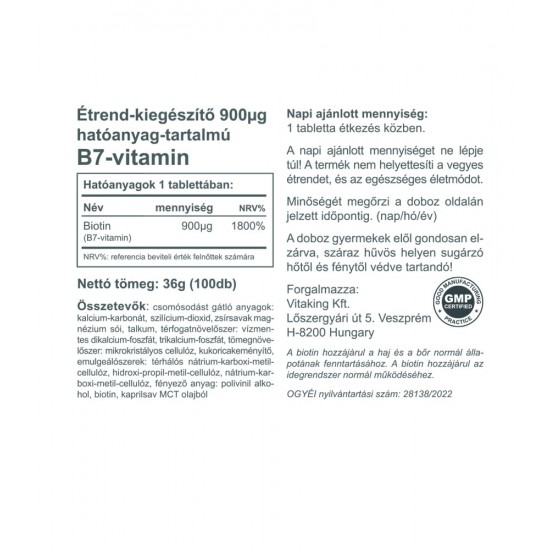 Vitaking B7-Vitamin Biotin 900qg 100db