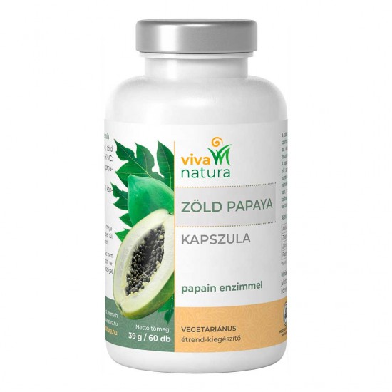 Viva Natura Vegetáriánus Zöld Papaya Kapszula Papain Enzimmel 60db