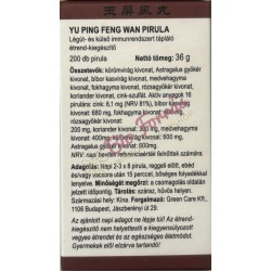 Green Care Yu Ping Feng Wan Pirula (Felső Léguti Fertőzés, Immunrendszert Tápláló) 200db